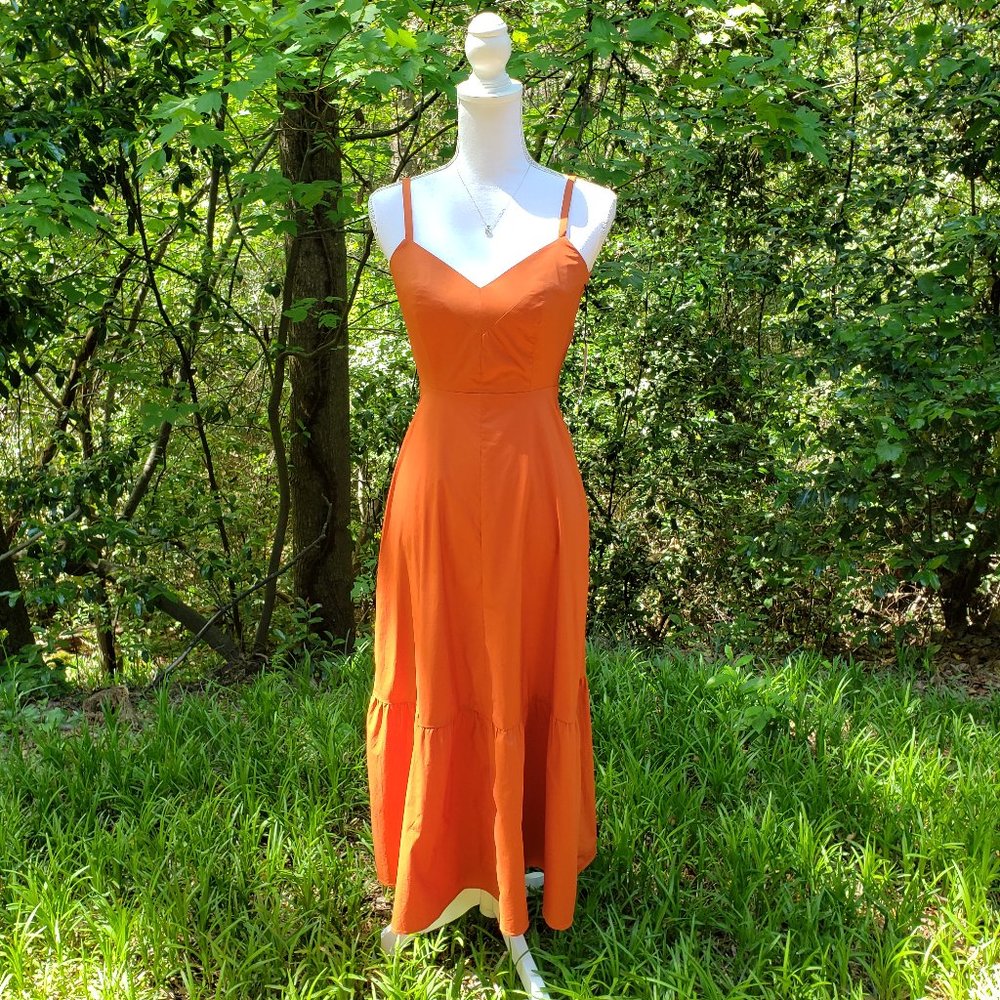 IRIS & INK Yucca Organic Cotton Sundress in Sunset Orange Size 0 Brand New NWT